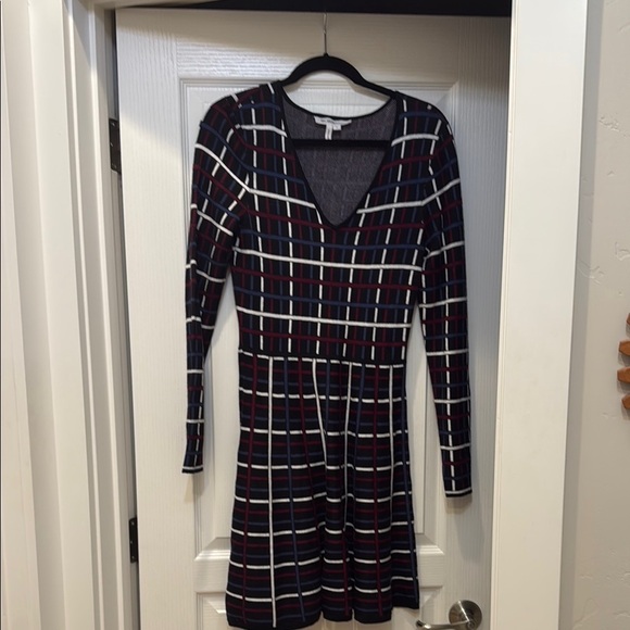 BCBGeneration Long Sleeve V-Neck Fit and Flare Sweater Dress - Picture 1 of 5